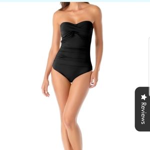 Anne Cole, shirred Bandeau one Piece swimsuit.